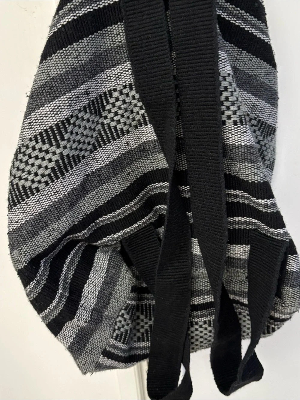 Black & Gray Striped Woven Women’s Backpack